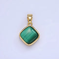 14K Gold plated 23mm Malachite Gemstone Rhombus Pendant | AA1238 - DLUXCA