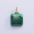 14K Gold plated 23mm Malachite Micro Paved CZ Drill Bail Pendant | AH135 - DLUXCA
