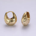 14K Gold plated 23mm Teardrop Rounded Chubby Huggie Hoop Earrings in Gold & Silver | AE371 AE372 - DLUXCA