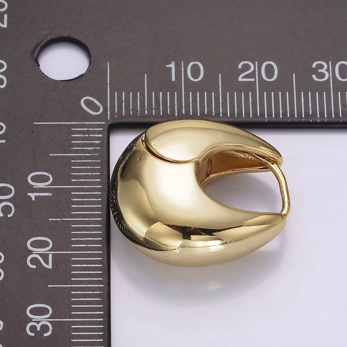 14K Gold plated 23mm Teardrop Rounded Chubby Huggie Hoop Earrings in Gold & Silver | AE371 AE372 - DLUXCA
