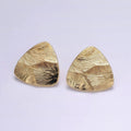 14K Gold plated 24.5mm Line-Textured Triangle Stud Earrings | AE255 - DLUXCA