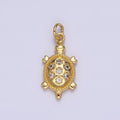 14K Gold plated 24mm CZ Dotted Sea Turtle Tortoise Charm | N1037 - DLUXCA