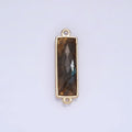 14K Gold plated 25.5mm Labradorite, Lapis Lazuli, Amethyst Filigree Rectangular Connector | G-093 - G-095