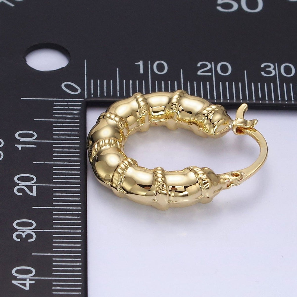 14K Gold plated 25mm Abstract Chubby Rope Tied French Lock Latch Earrings in Gold & Silver | AE077 AE078 - DLUXCA