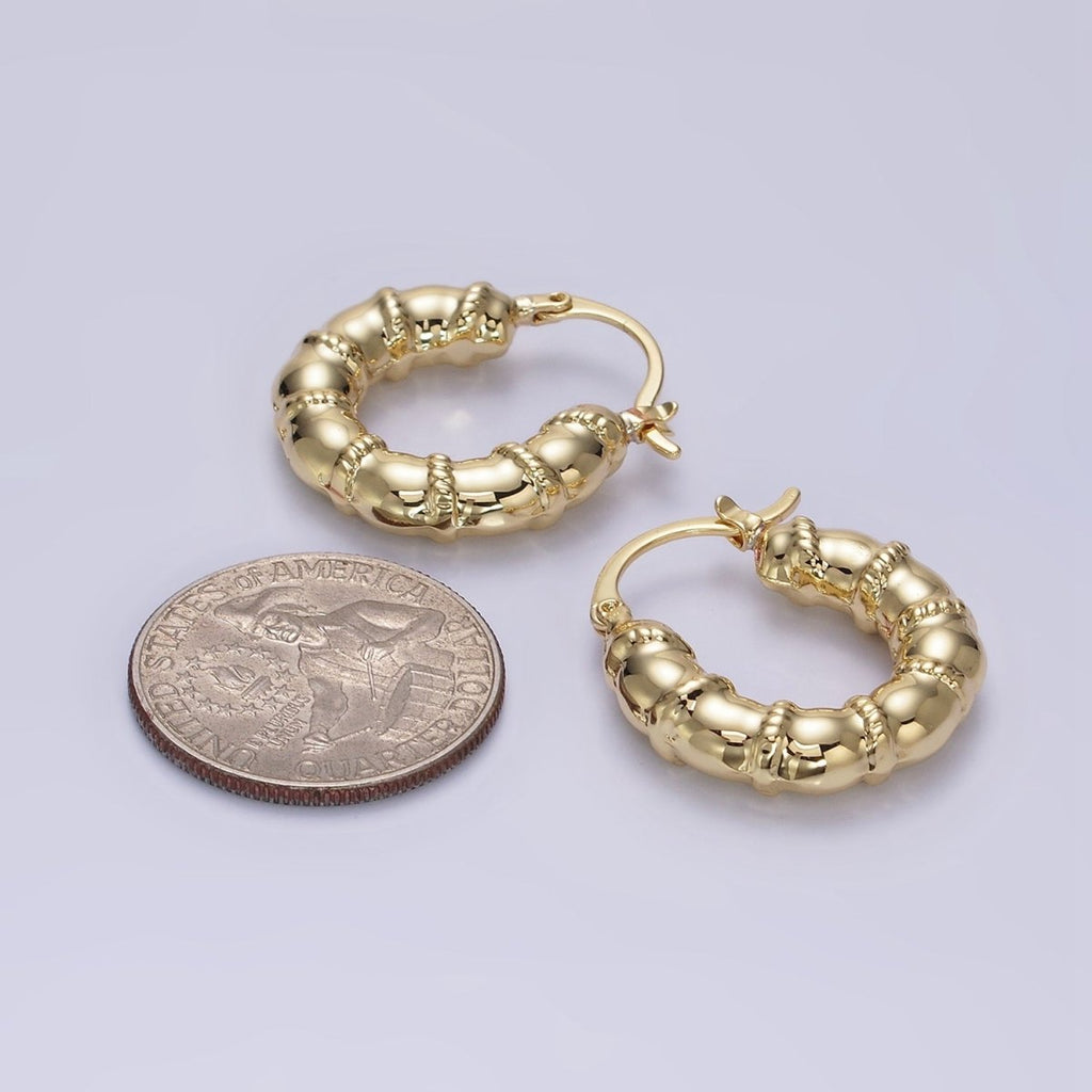 14K Gold plated 25mm Abstract Chubby Rope Tied French Lock Latch Earrings in Gold & Silver | AE077 AE078 - DLUXCA