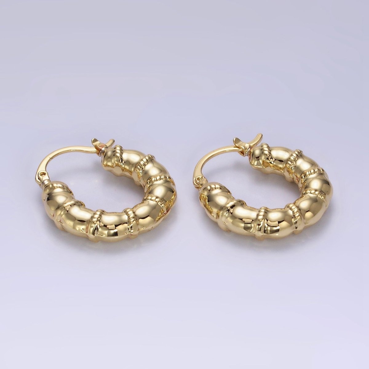 14K Gold plated 25mm Abstract Chubby Rope Tied French Lock Latch Earrings in Gold & Silver | AE077 AE078 - DLUXCA