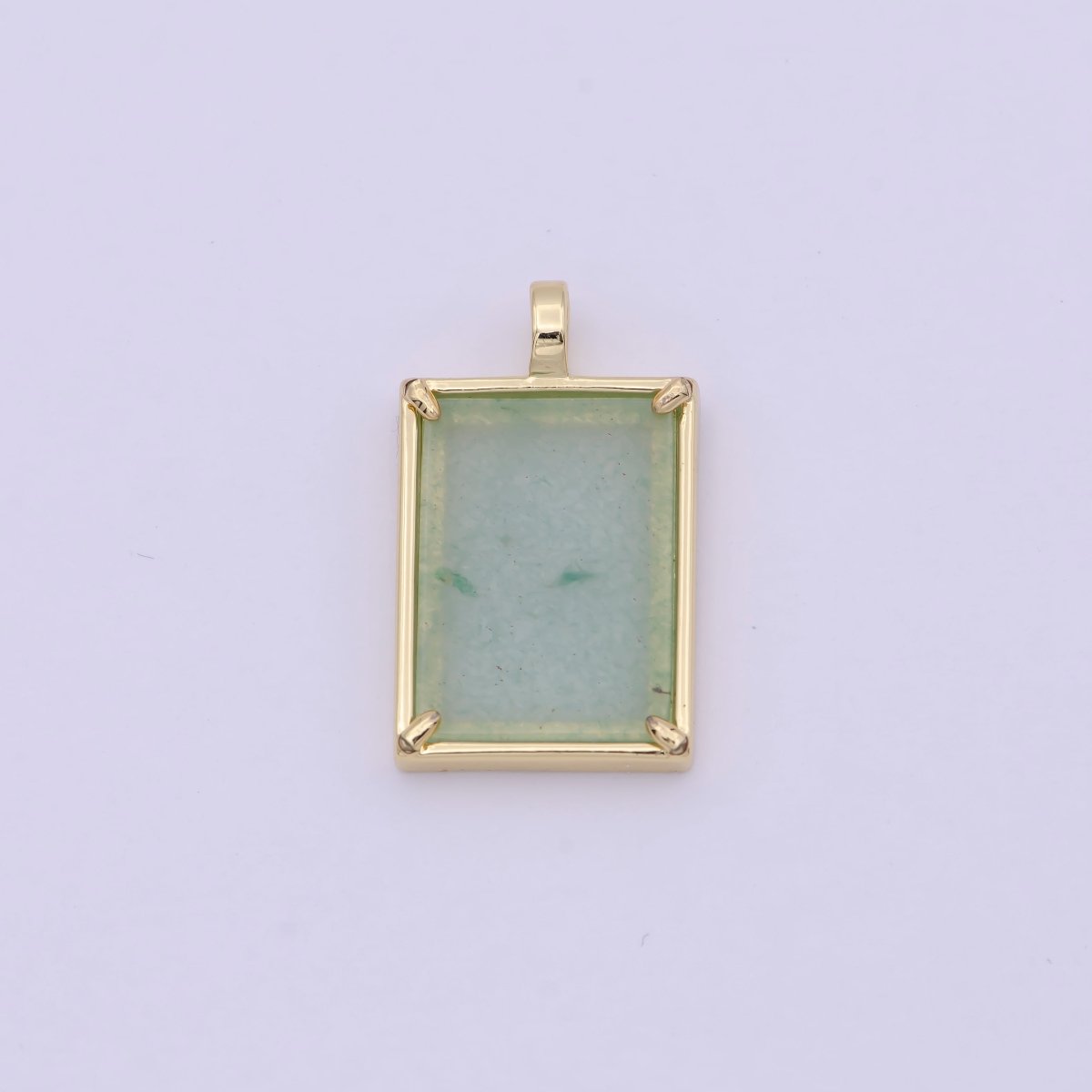 14K Gold plated 25mm Amethyst, Aquamarine, Onyx, Rose Quartz, Lapis Lazuli, Tiger Eye Gemstone Rectangle Bezel Pendant | I785 - I790 - DLUXCA