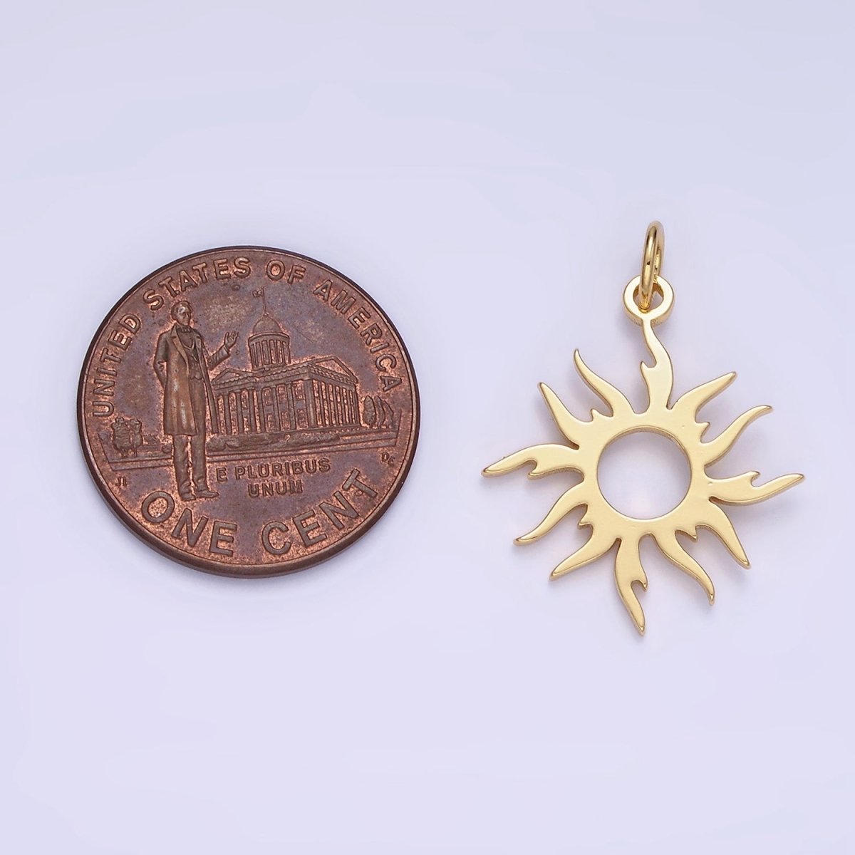 14K Gold plated 25mm Celestial Sun Ray Open Minimalist Charm | AG626 - DLUXCA