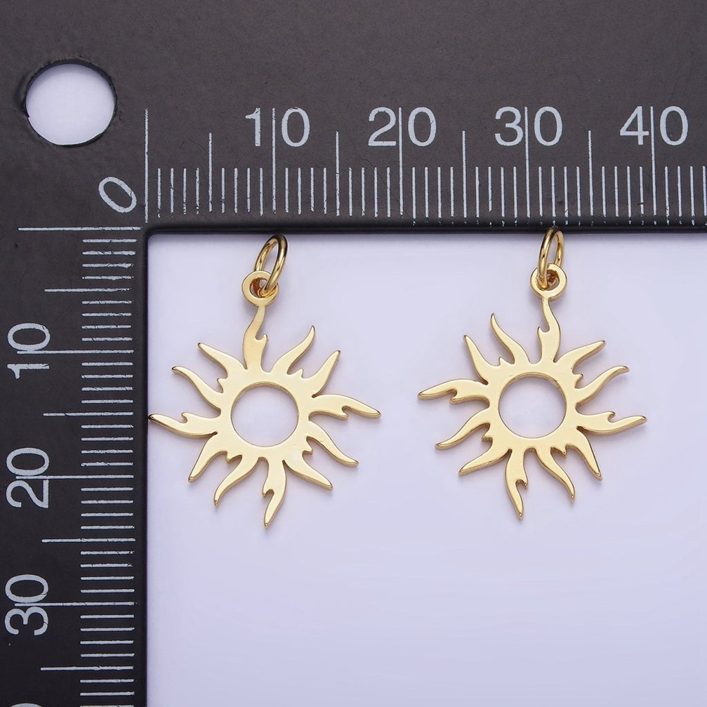 14K Gold plated 25mm Celestial Sun Ray Open Minimalist Charm | AG626 - DLUXCA