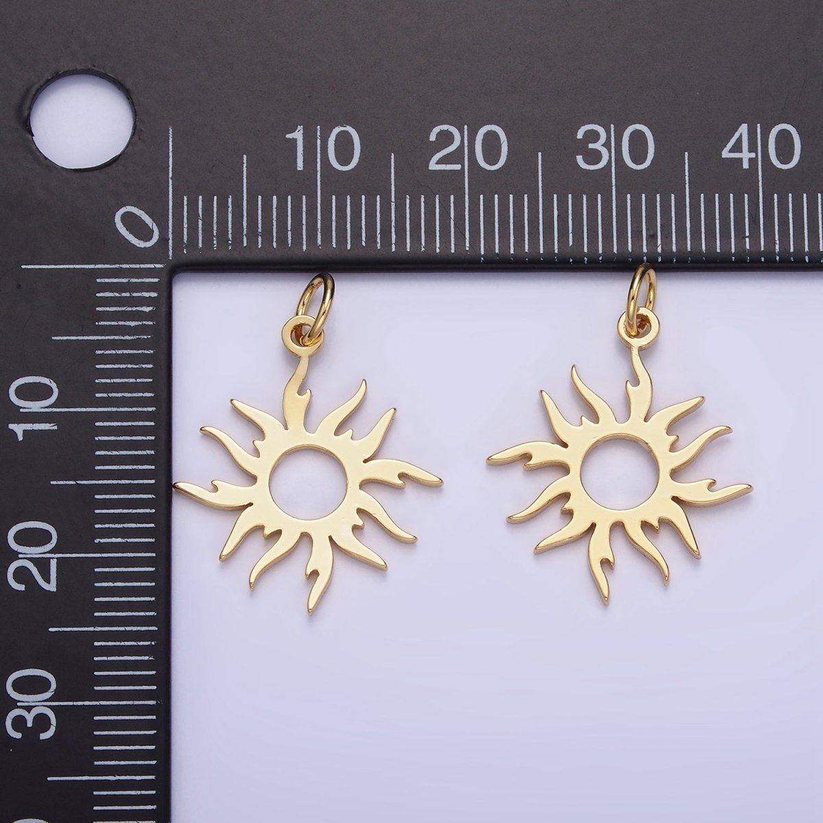 14K Gold plated 25mm Celestial Sun Ray Open Minimalist Charm | AG626 - DLUXCA
