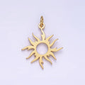 14K Gold plated 25mm Celestial Sun Ray Open Minimalist Charm | AG626 - DLUXCA