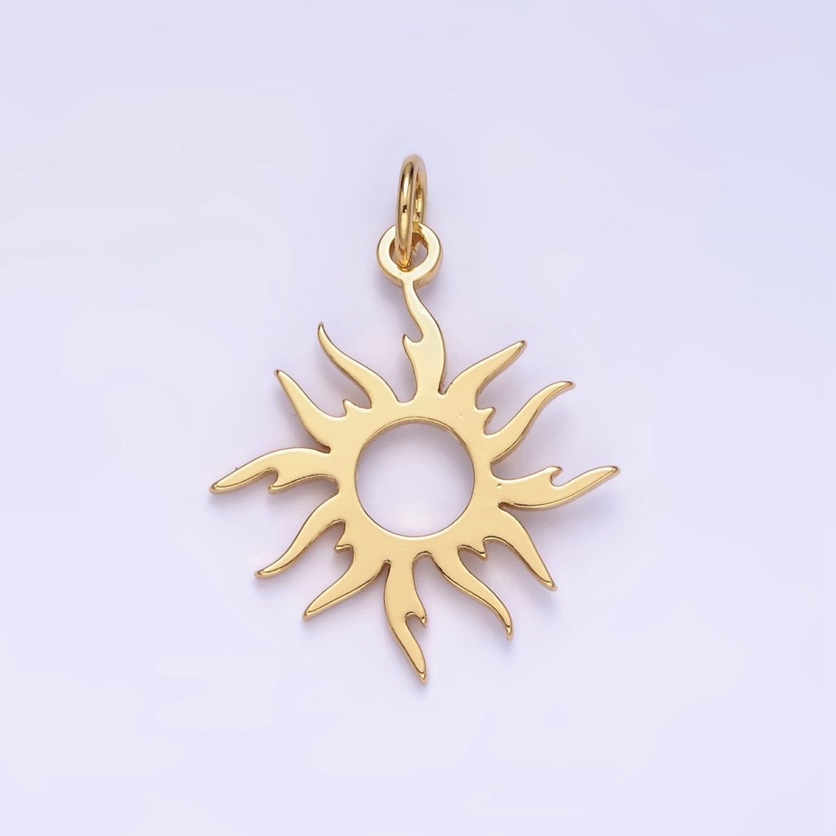 14K Gold plated 25mm Celestial Sun Ray Open Minimalist Charm | AG626 - DLUXCA