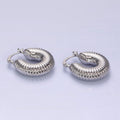 14K Gold plated 25mm Chubby Croissant French Lock Latch Earrings in Gold & Silver | AE073 AE074