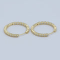14K Gold plated 25mm Clear Round CZ Lined Hoop Earrings | AB1197 - DLUXCA
