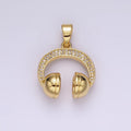 14K Gold plated 25mm Headphones Headset Micro Paved CZ Pendant | AH120 - DLUXCA