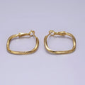 14K Gold plated 25mm Micro Paved CZ Edged Rhombus Hinge Hoop Earrings | AE376 - DLUXCA