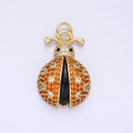 14K Gold plated 25mm Micro Paved CZ Ladybug Insect Animal Charm | W244 - DLUXCA