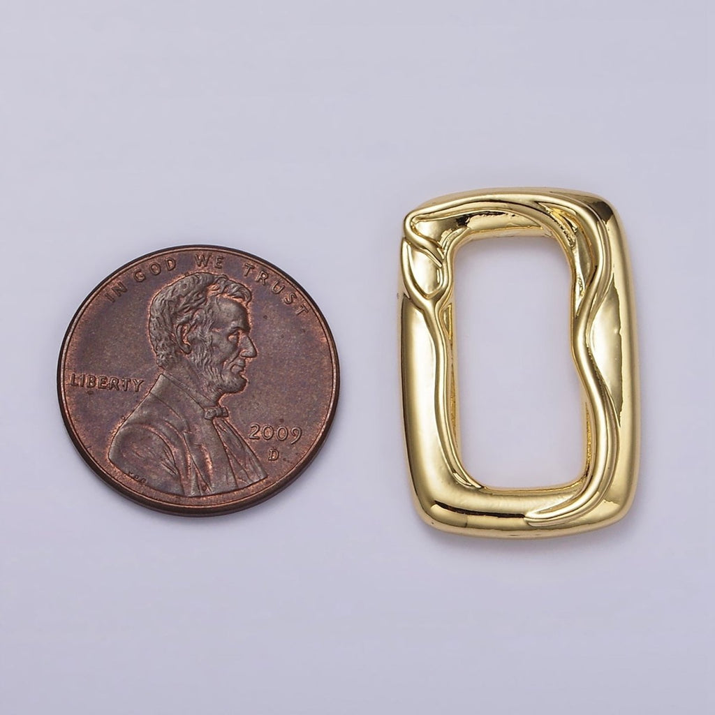 14K Gold plated 25mm Molten Rectangular Link Jewelry Finding Supply | Z615 - DLUXCA