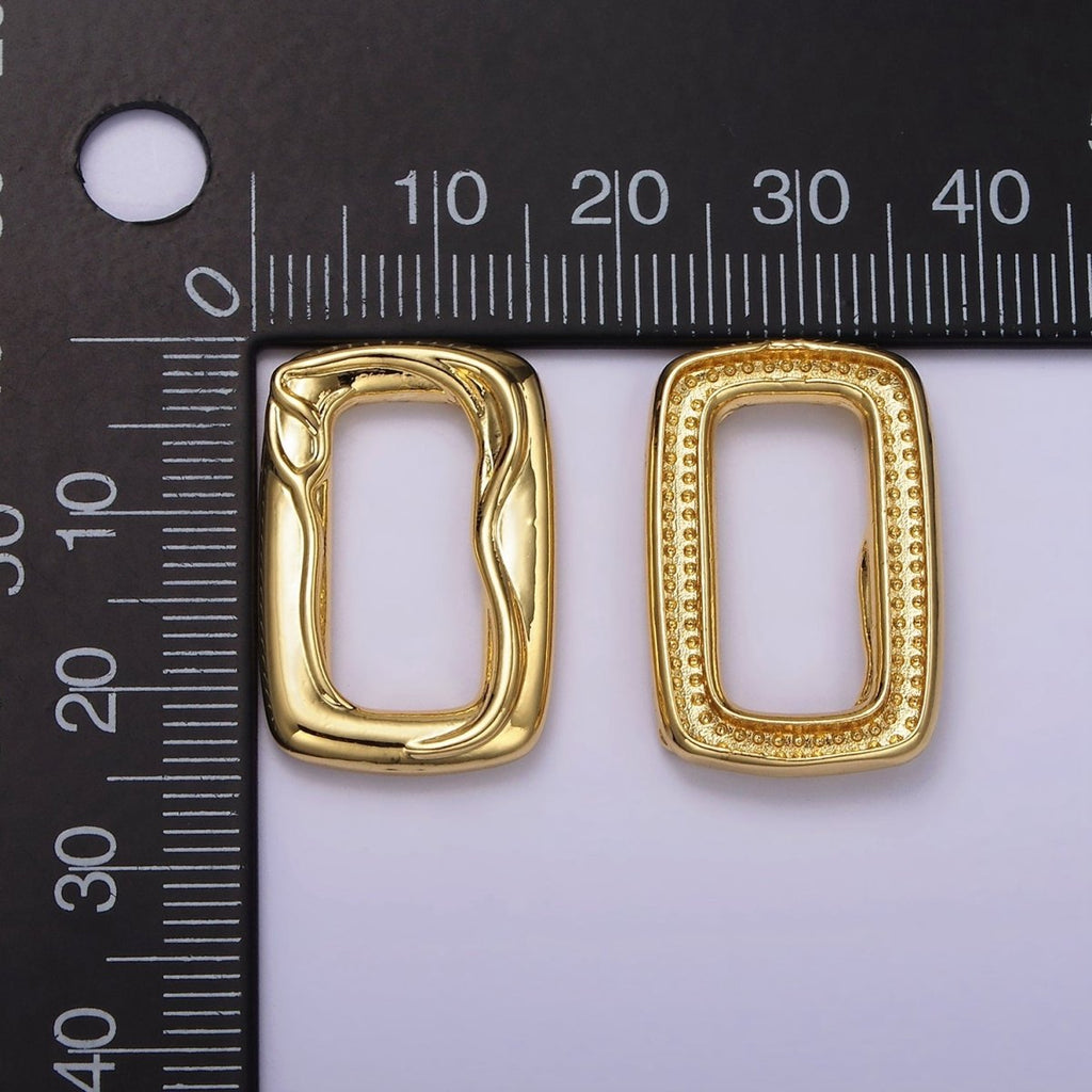 14K Gold plated 25mm Molten Rectangular Link Jewelry Finding Supply | Z615 - DLUXCA