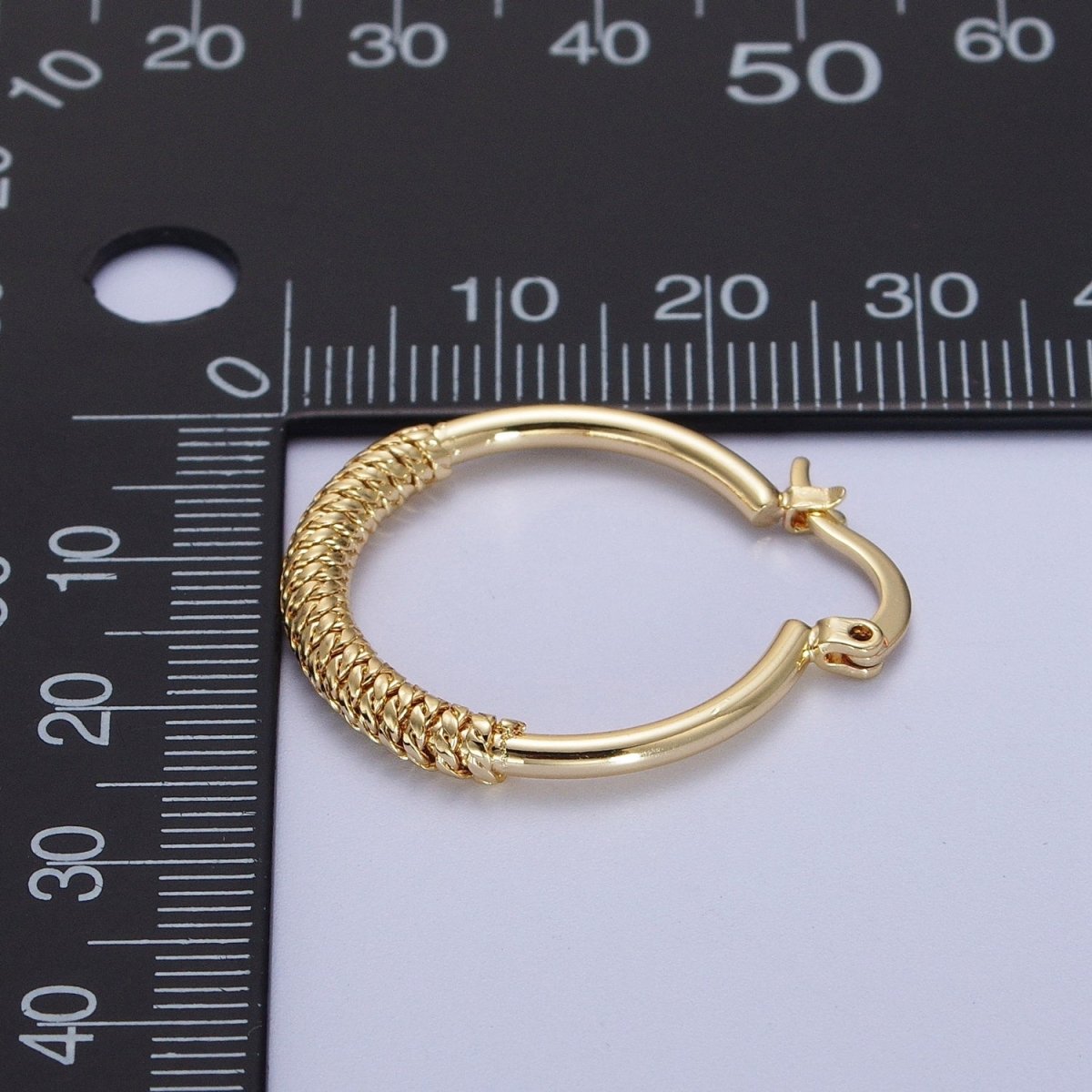 14K Gold plated 25mm Multiple Curb Latch Hoop Earrings | AE1017 - DLUXCA