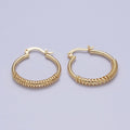 14K Gold plated 25mm Multiple Curb Latch Hoop Earrings | AE1017 - DLUXCA