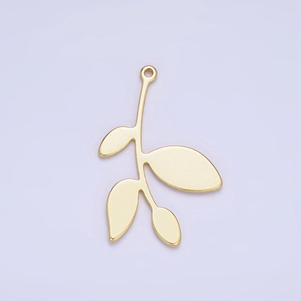 14K Gold plated 25mm Nature Leaf Minimalist Charm | AG636 - DLUXCA