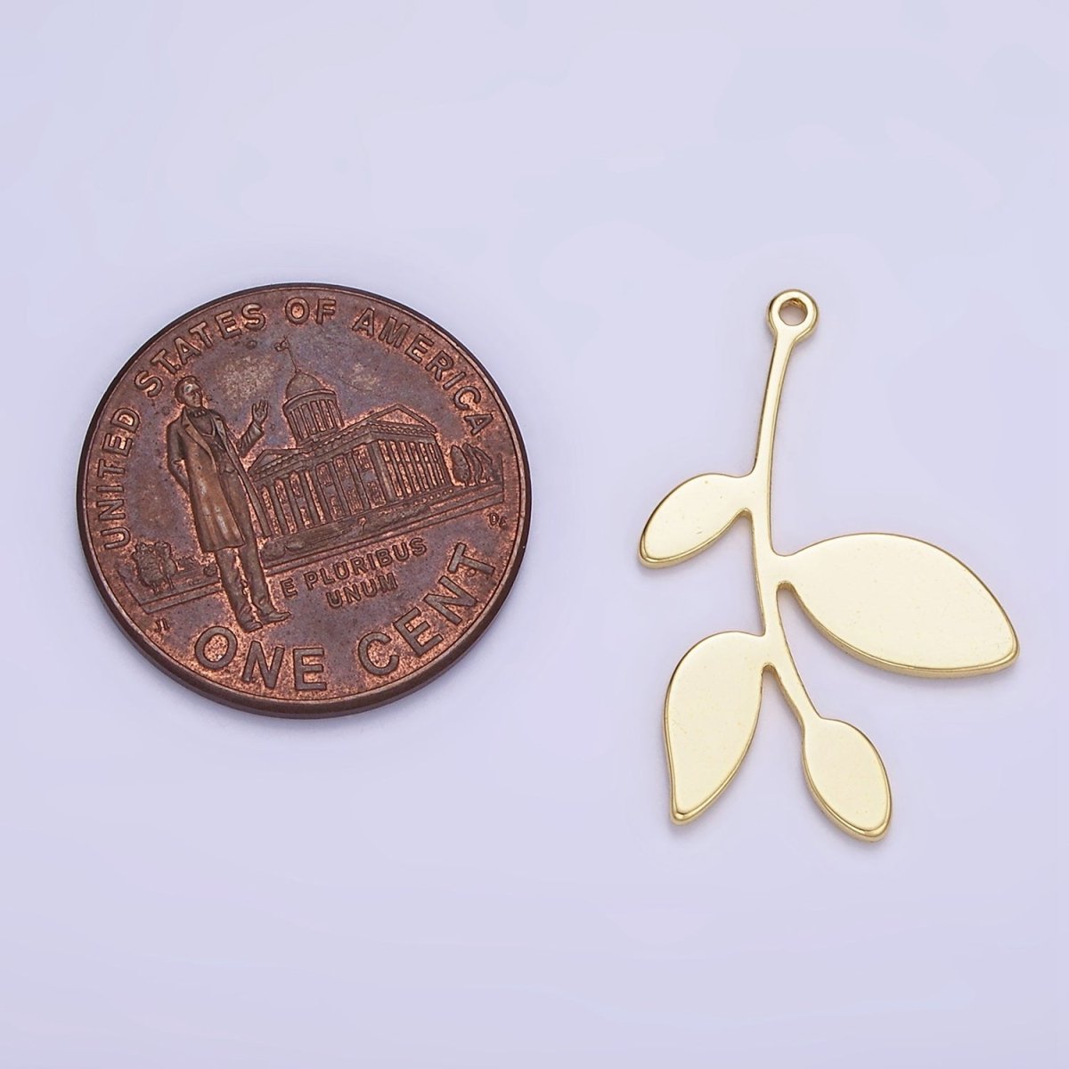 14K Gold plated 25mm Nature Leaf Minimalist Charm | AG636 - DLUXCA