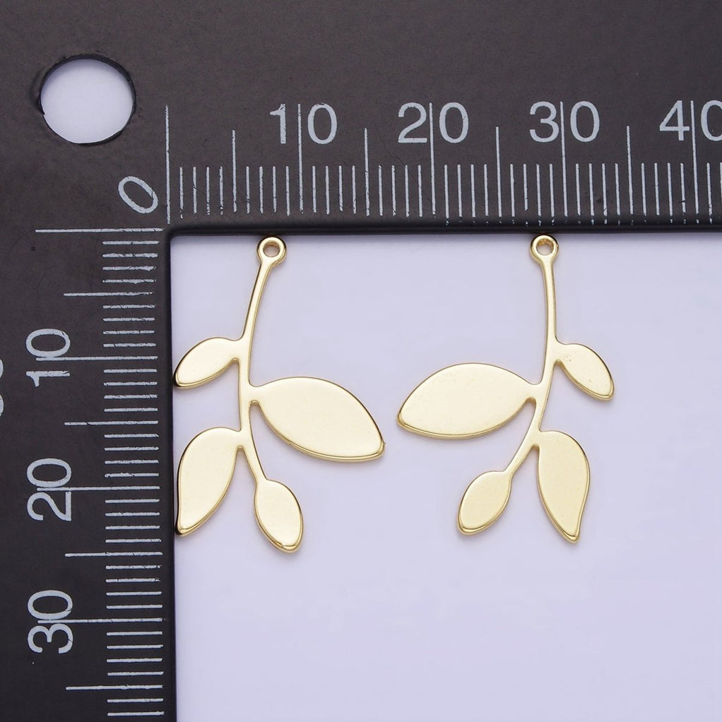 14K Gold plated 25mm Nature Leaf Minimalist Charm | AG636 - DLUXCA