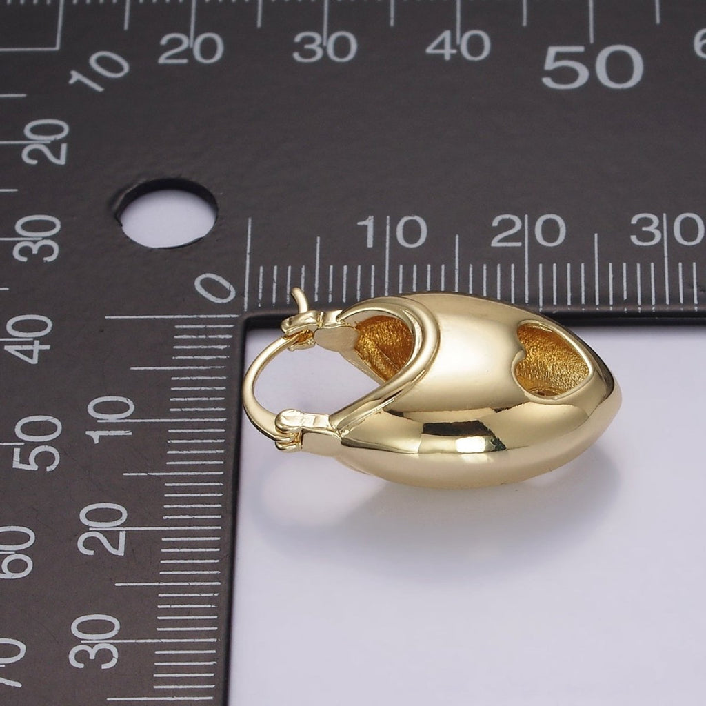 14K Gold plated 25mm Open Heart Sphere Dome Latch Hoop Earrings | AE168 - DLUXCA