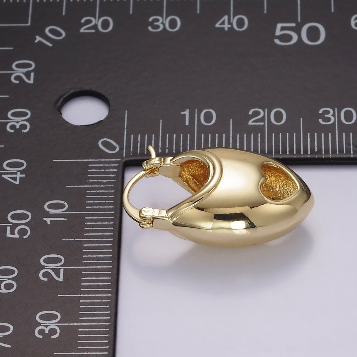 14K Gold plated 25mm Open Heart Sphere Dome Latch Hoop Earrings | AE168 - DLUXCA