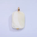 14K Gold plated 25mm Rectangular Flat Shell Pearl Pendant | P1678 - DLUXCA