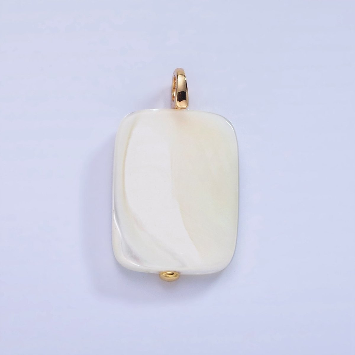 14K Gold plated 25mm Rectangular Flat Shell Pearl Pendant | P1678 - DLUXCA