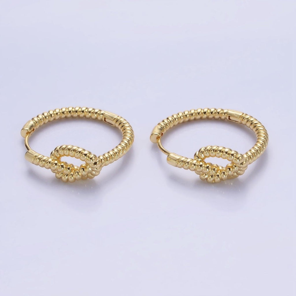 14K Gold plated 25mm Rope Tied Croissant Huggie Earrings in Gold & Silver | AB1360 AB1361