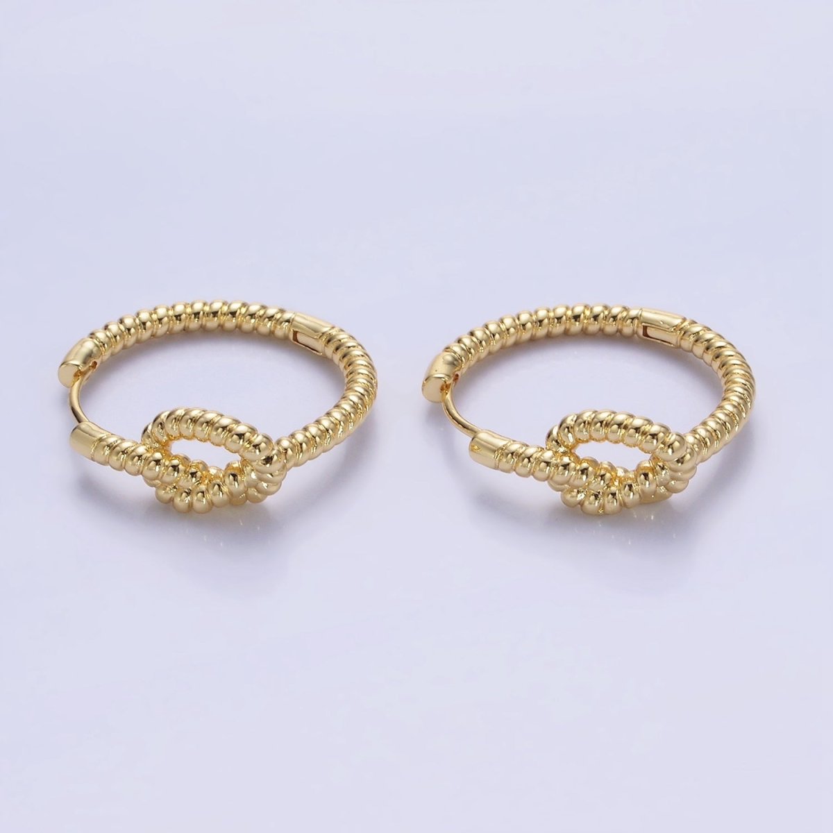 14K Gold plated 25mm Rope Tied Croissant Huggie Earrings in Gold & Silver | AB1360 AB1361