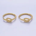 14K Gold plated 25mm Rope Tied Croissant Huggie Earrings in Gold & Silver | AB1360 AB1361
