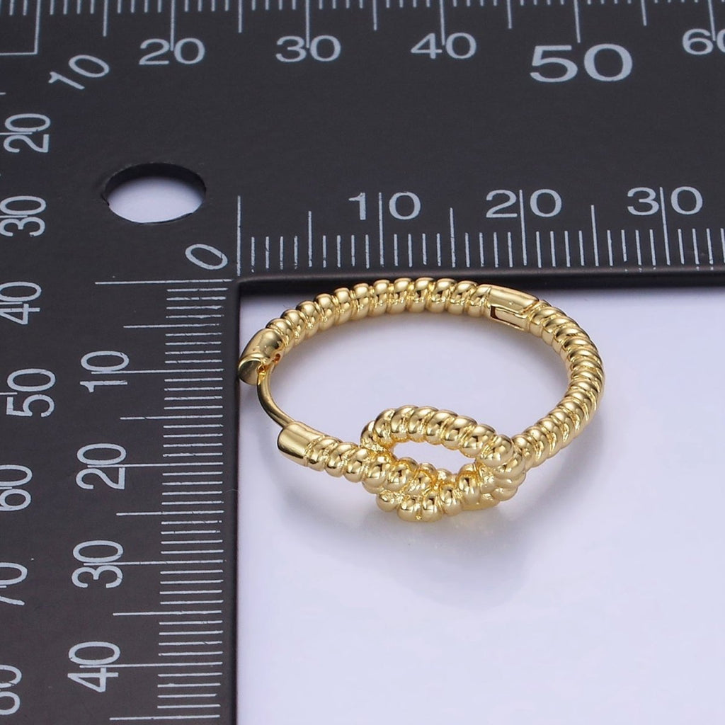 14K Gold plated 25mm Rope Tied Croissant Huggie Earrings in Gold & Silver | AB1360 AB1361