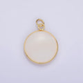 14K Gold plated 25mm Shell Pearl Bezel Round Charm | D568 - DLUXCA