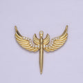 14K Gold plated 25mm Sword Angel Wing Micro Paved CZ Connector | F-771 - DLUXCA