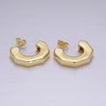 14K Gold plated 26mm Hexagonal Geometric Hoop Earring | AE325 - DLUXCA