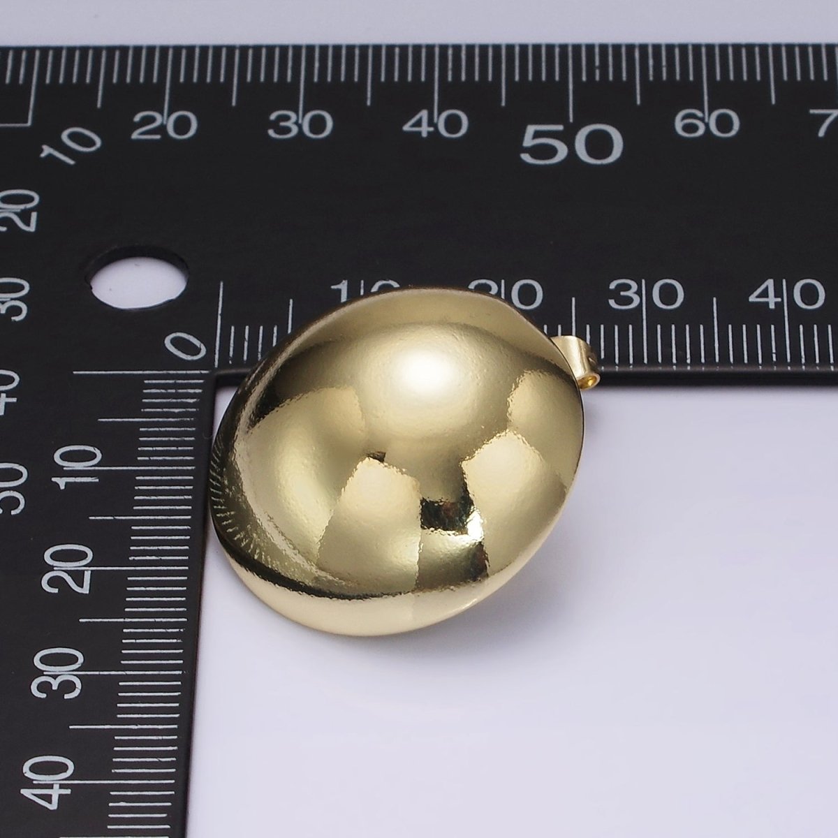 14K Gold plated 26mm Round Dome Minimalist Stud Earrings | AE345 - DLUXCA