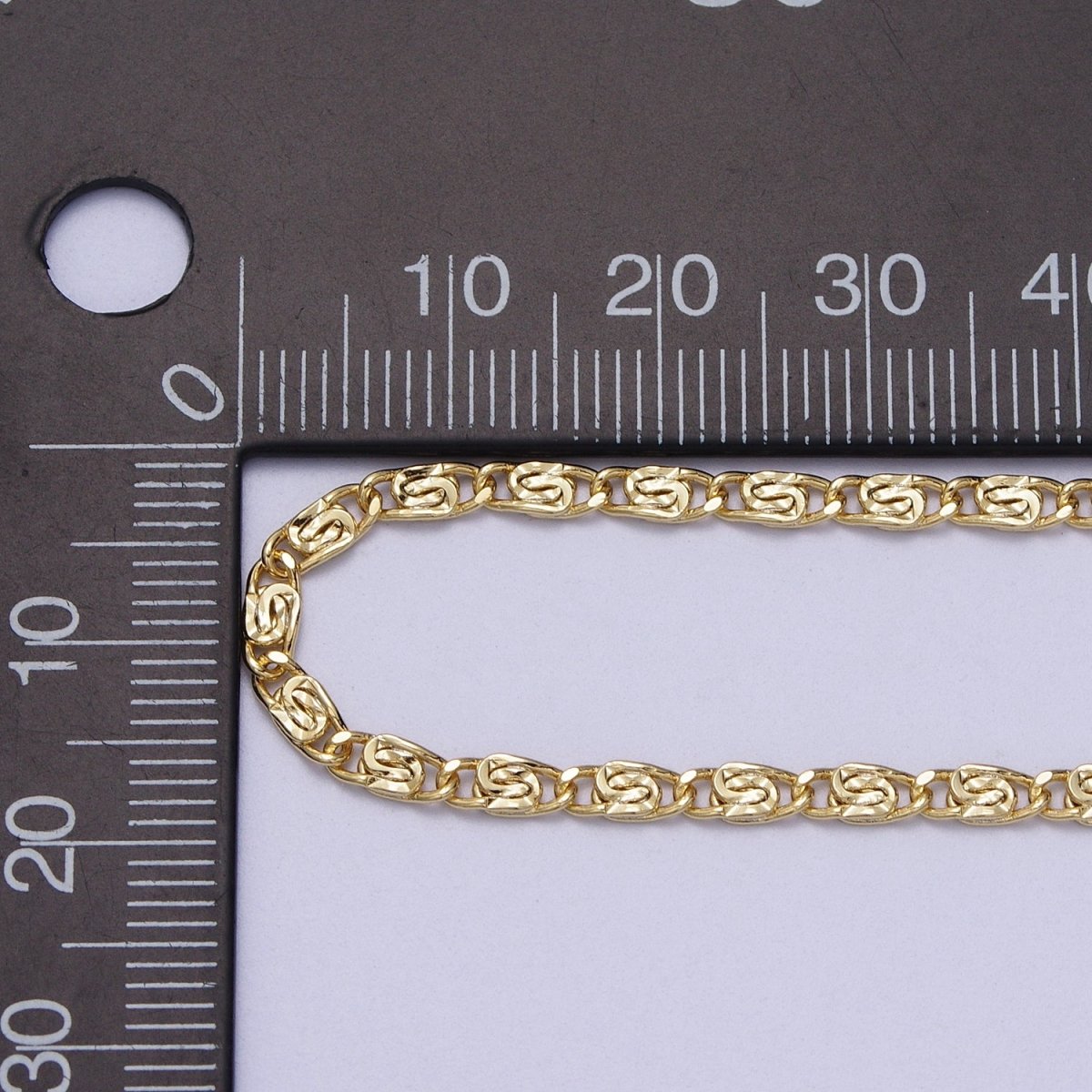 14K Gold plated 2.6mm Scroll 18 Inch Chain Necklace | WA-1503 Clearance Pricing - DLUXCA