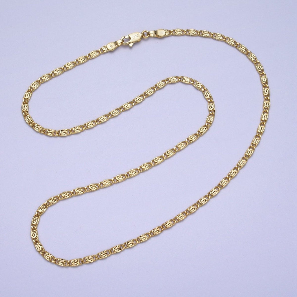 14K Gold plated 2.6mm Scroll 18 Inch Chain Necklace | WA-1503 Clearance Pricing - DLUXCA