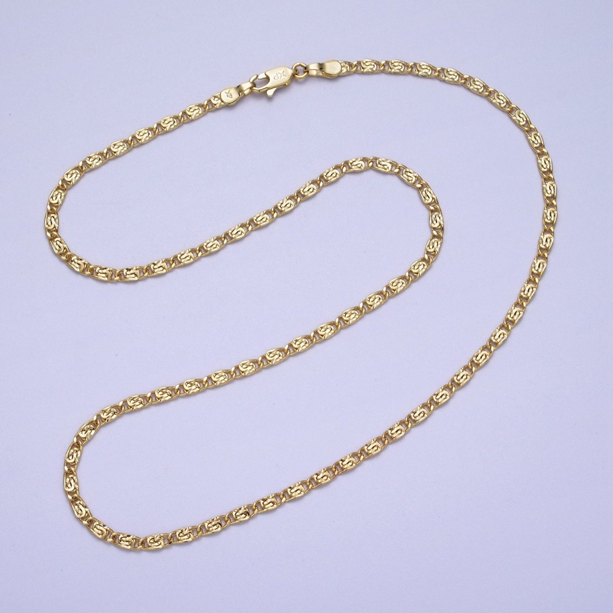 14K Gold plated 2.6mm Scroll 18 Inch Chain Necklace | WA-1503 Clearance Pricing - DLUXCA