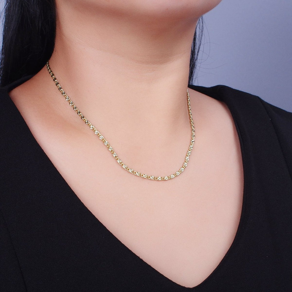 14K Gold plated 2.6mm Scroll 18 Inch Chain Necklace | WA-1503 Clearance Pricing - DLUXCA