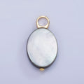 14K Gold plated 28mm Black Tahitian Shell Pearl Oval Flat Pendant | P1679 - DLUXCA