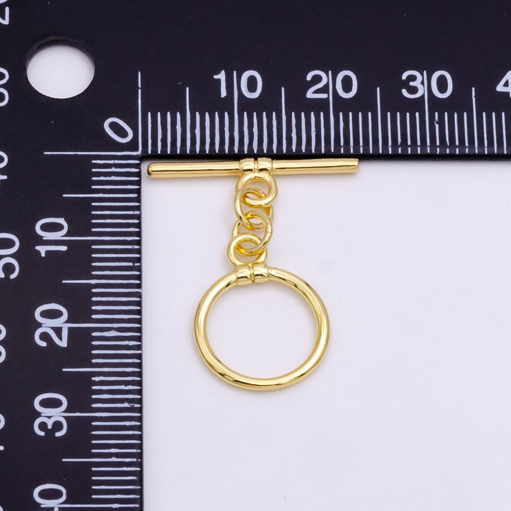 14K Gold plated 28mm Lined OT Toggle Clasps Closure Jewelry Findings | Z346 - DLUXCA