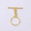 14K Gold plated 28mm Lined OT Toggle Clasps Closure Jewelry Findings | Z346 - DLUXCA