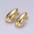 14K Gold plated 28mm Teardrop Dome Modern Statement Stud Kylie Earrings | AE169 - DLUXCA