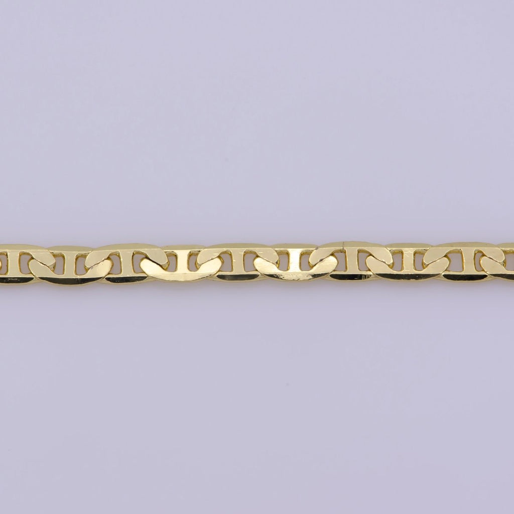 14K Gold plated 2mm Flat Edged Mariner 18 Inch Layering Chain Necklace | WA-400 Clearance Pricing - DLUXCA