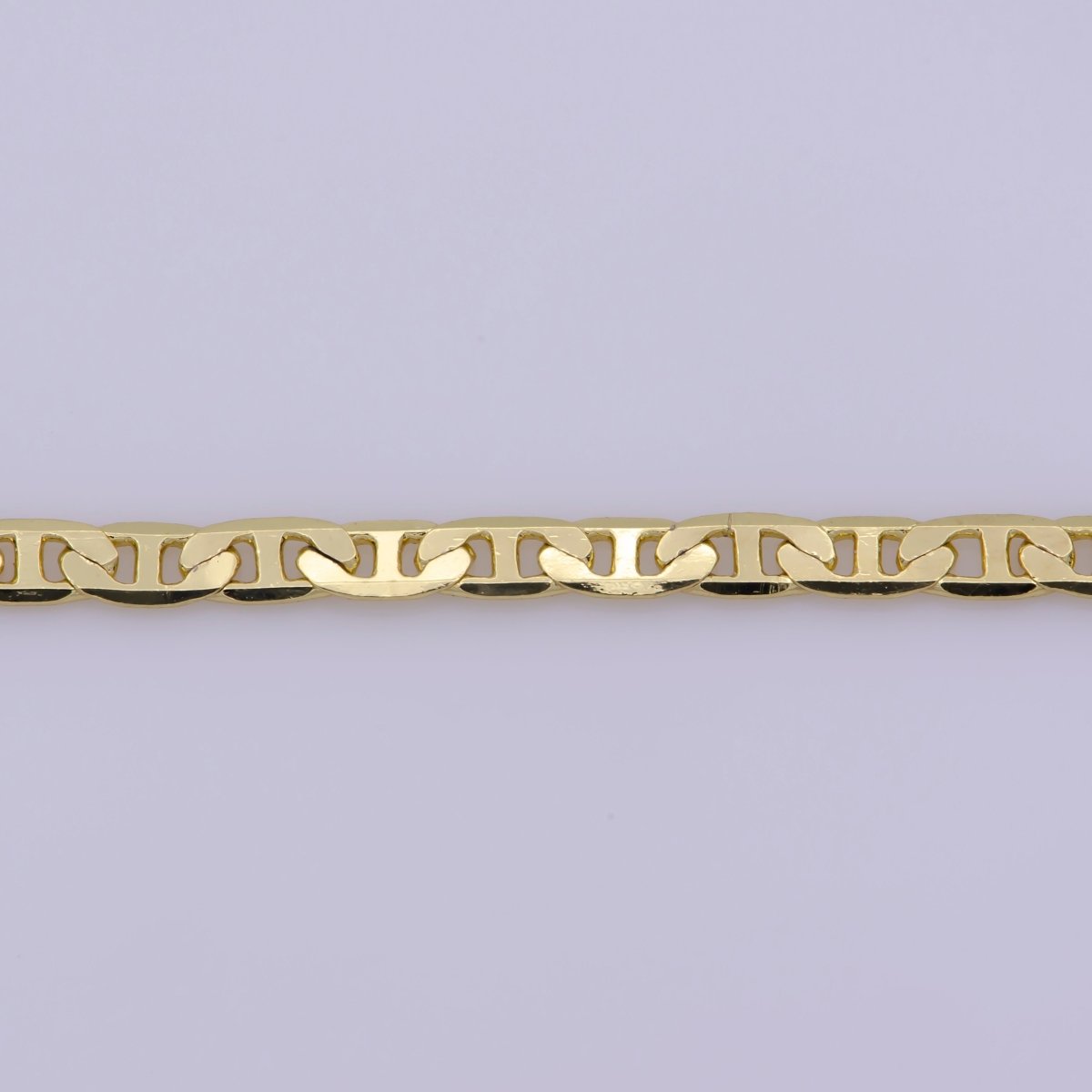 14K Gold plated 2mm Flat Edged Mariner 18 Inch Layering Chain Necklace | WA-400 Clearance Pricing - DLUXCA